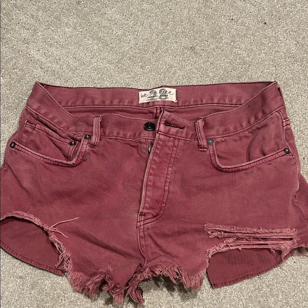We The Free Distressed Mauve Jean Shorts